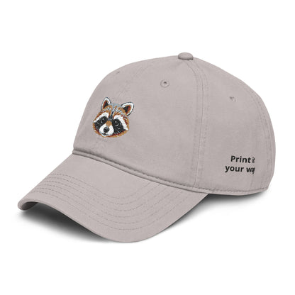 Embroidered Raccoon Baseball Cap — Washed Cotton Snapback