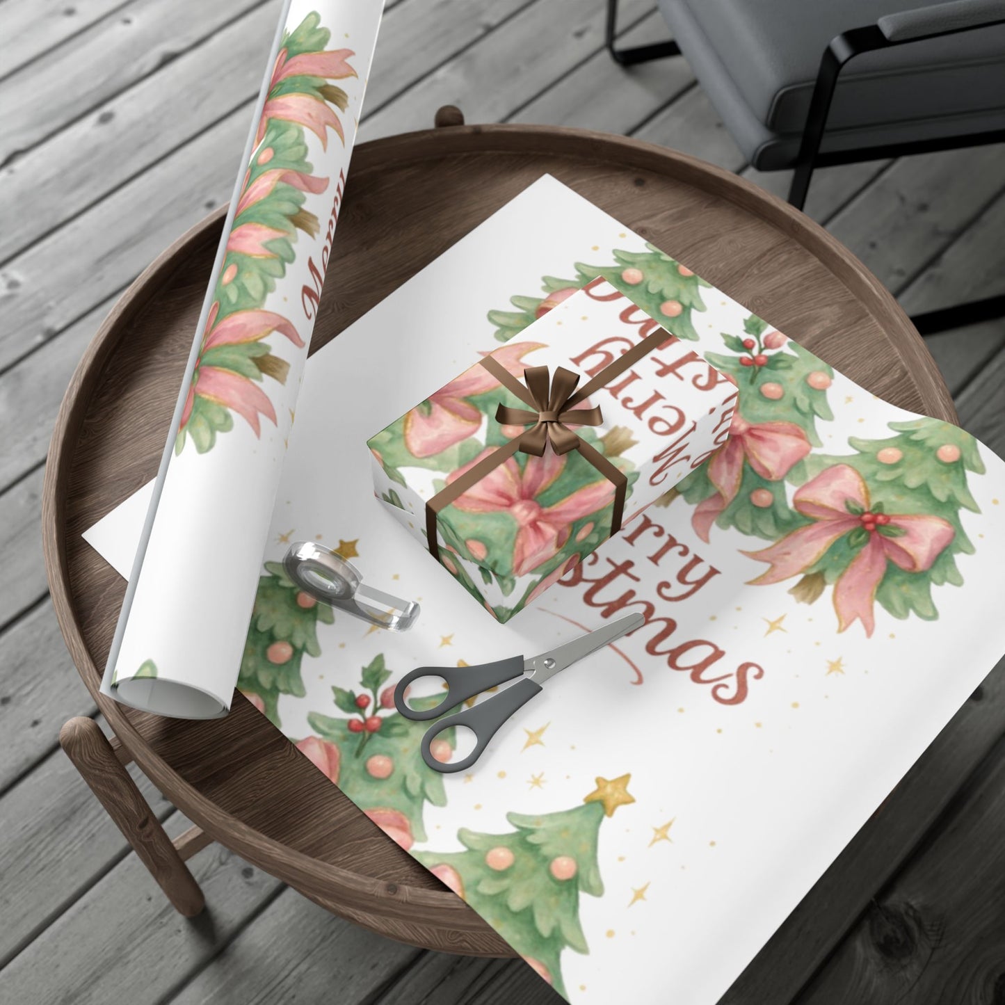 Personalized Custom Festive Christmas Gift Wrap Papers - Vintage Tree Design