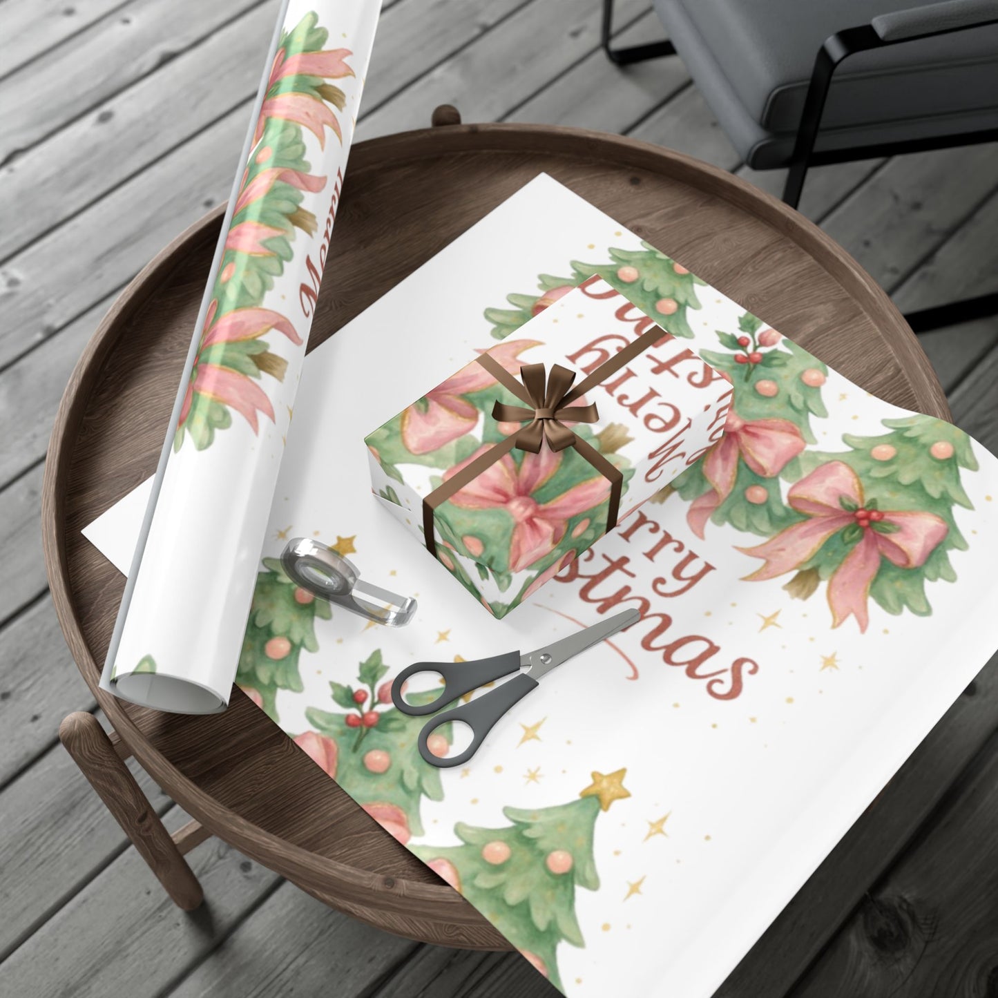 Personalized Custom Festive Christmas Gift Wrap Papers - Vintage Tree Design