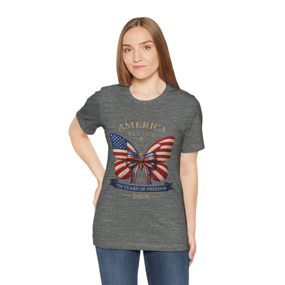 Limited 250th Happy Birthday America Butterfly Flag T-Shirt — 2026 Anniversary