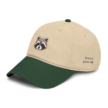 Embroidered Raccoon Baseball Cap — Washed Cotton Snapback