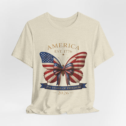 Limited 250th Happy Birthday America Butterfly Flag T-Shirt — 2026 Anniversary