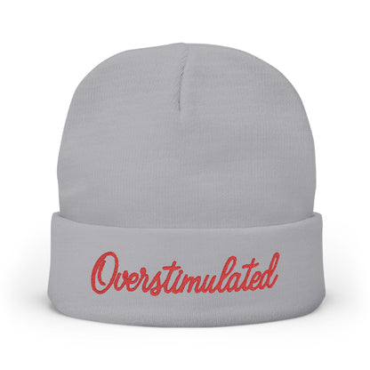 Cozy Knit Beanie Overstimulated Embroidered Hat Winter Fashion Warm Skullcap Stylish Gift Cute Cold Weather Accessories