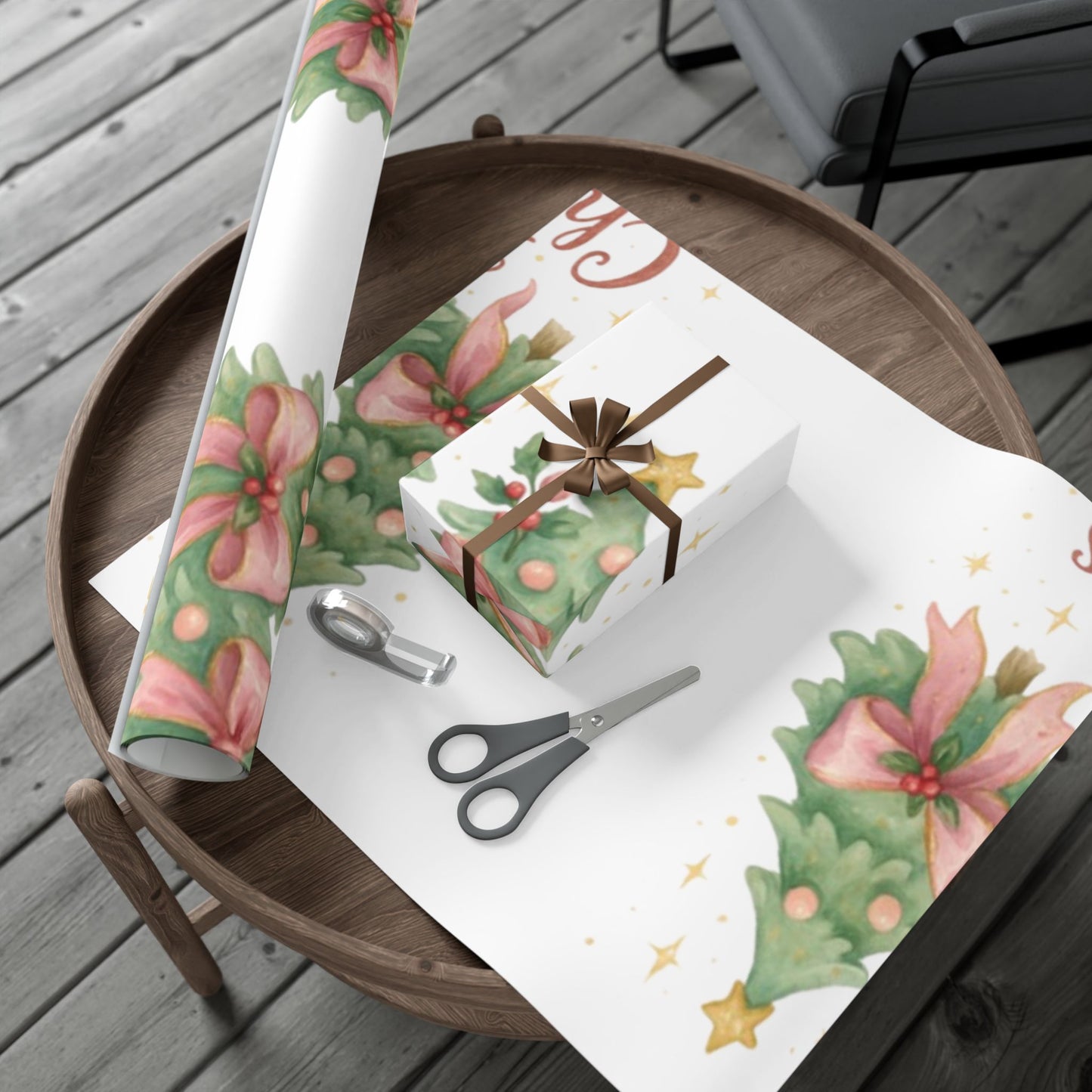 Personalized Custom Festive Christmas Gift Wrap Papers - Vintage Tree Design