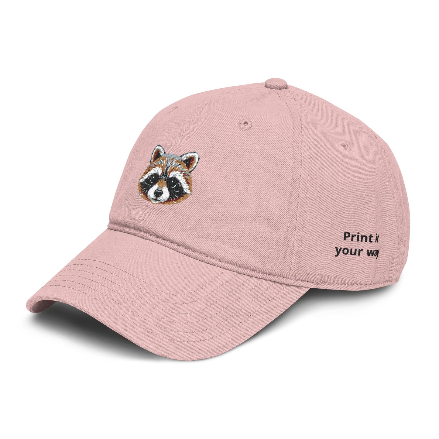 Embroidered Raccoon Baseball Cap — Washed Cotton Snapback