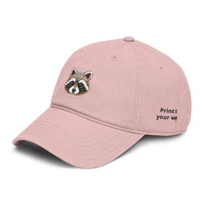 Embroidered Raccoon Baseball Cap — Washed Cotton Snapback