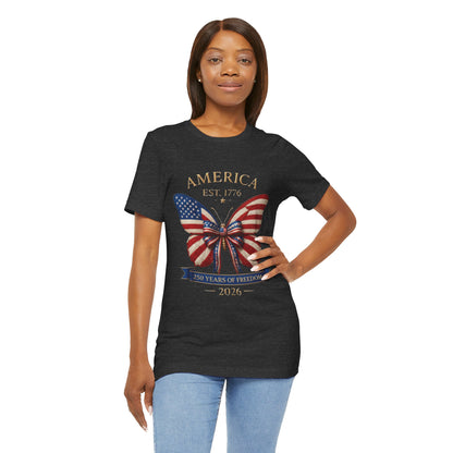 Limited 250th Happy Birthday America Butterfly Flag T-Shirt — 2026 Anniversary
