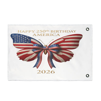 Patriotic Flag Co Happy 250th Birthday America 2 Sided Butterfly Flag
