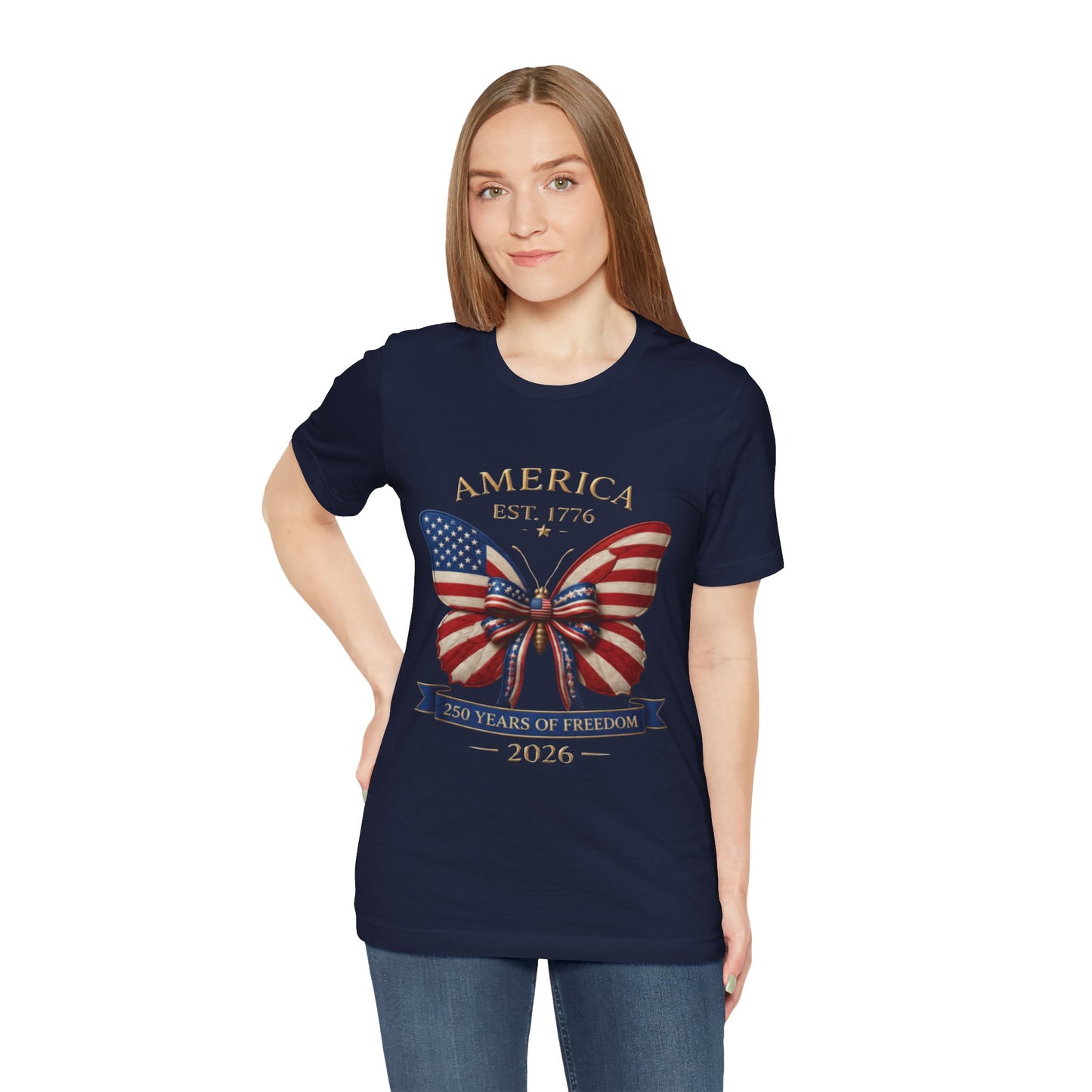 Limited 250th Happy Birthday America Butterfly Flag T-Shirt — 2026 Anniversary