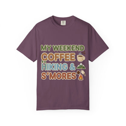 My Weekend "Coffee Hiking & Smores"Dyed T-shirt