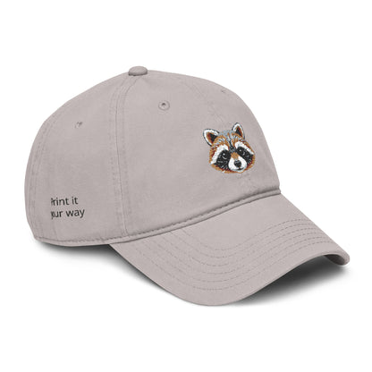 Embroidered Raccoon Baseball Cap — Washed Cotton Snapback