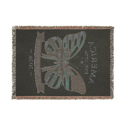 America Butterfly Woven Blanket 250 Years Of Freedom 52x37
