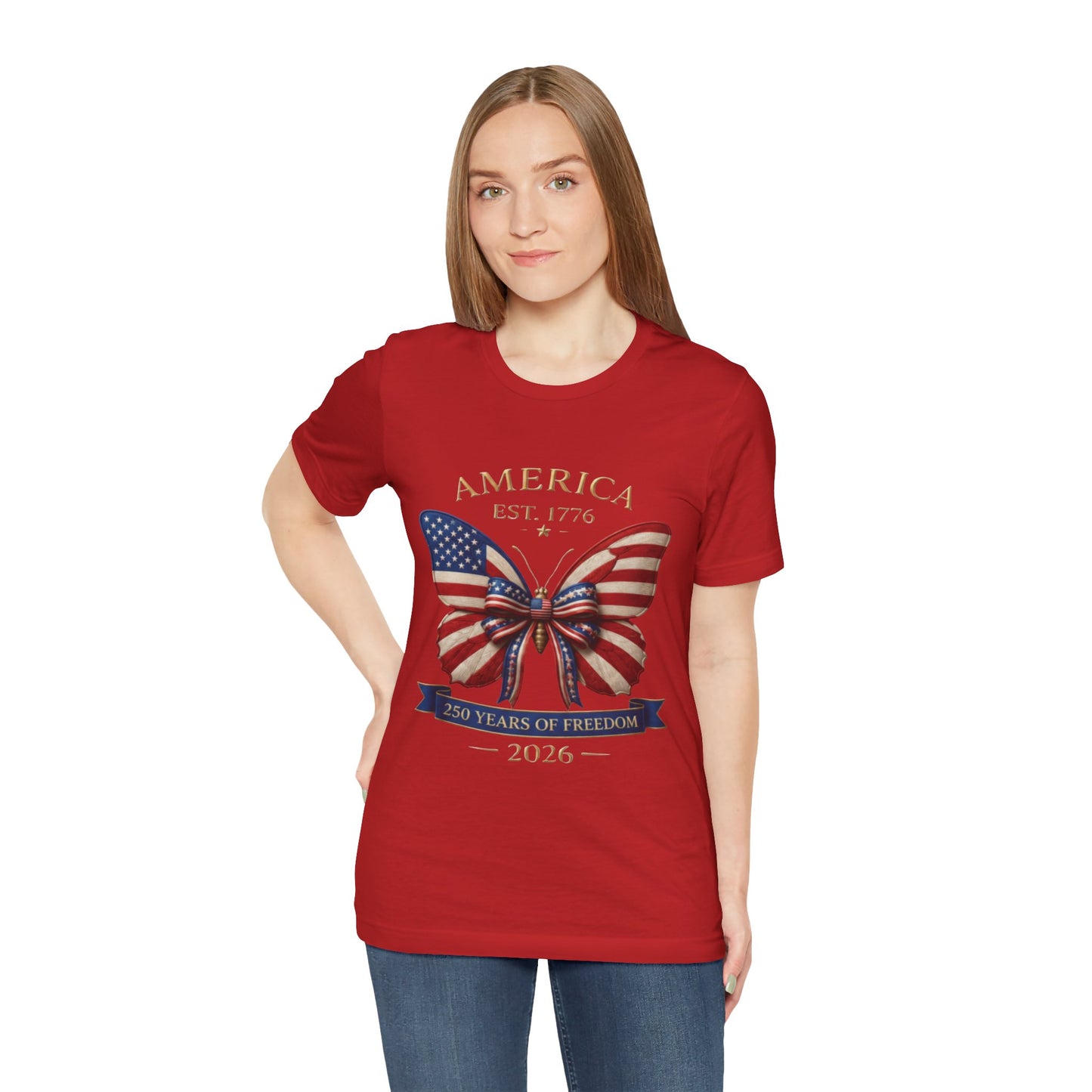 Limited 250th Happy Birthday America Butterfly Flag T-Shirt — 2026 Anniversary
