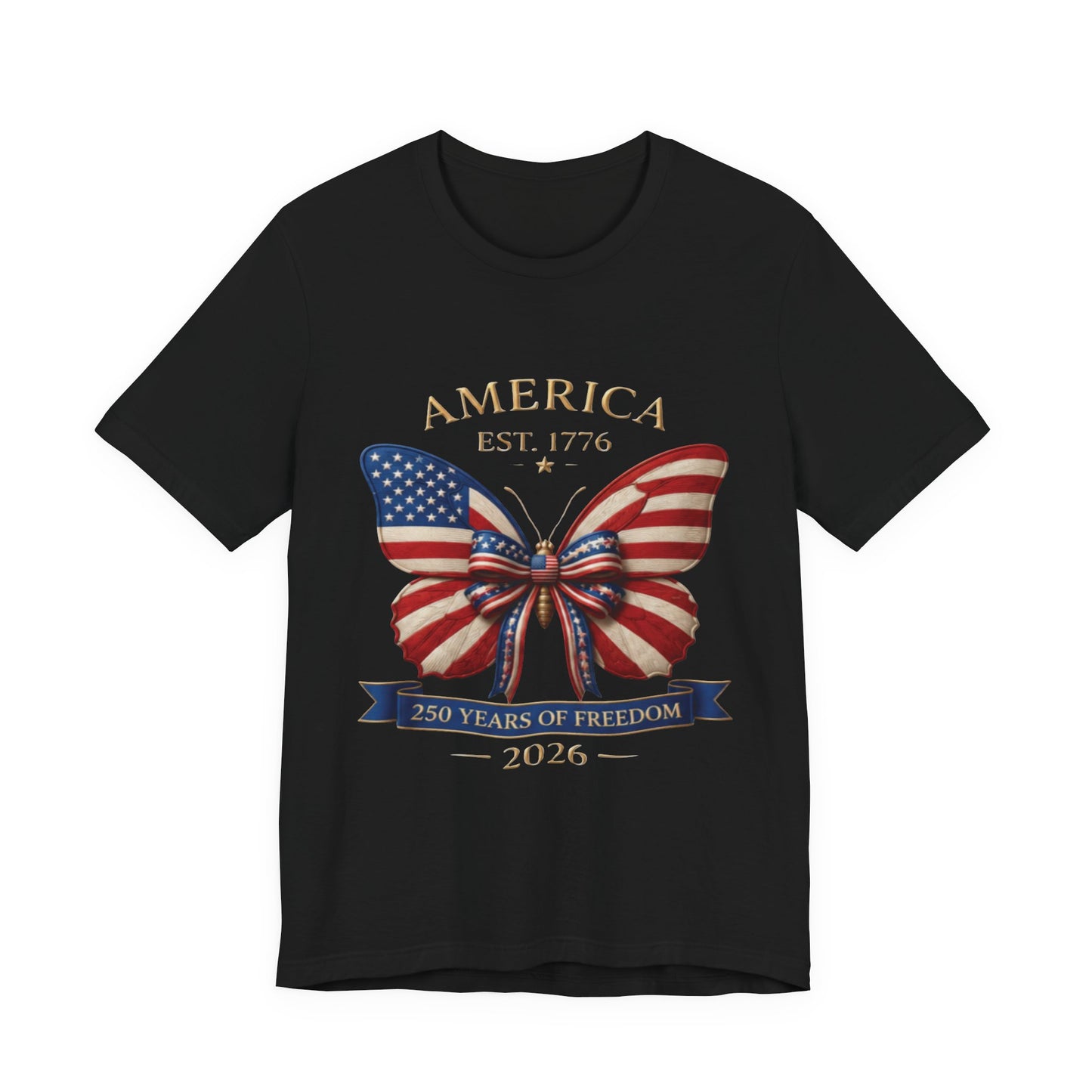 Limited 250th Happy Birthday America Butterfly Flag T-Shirt — 2026 Anniversary