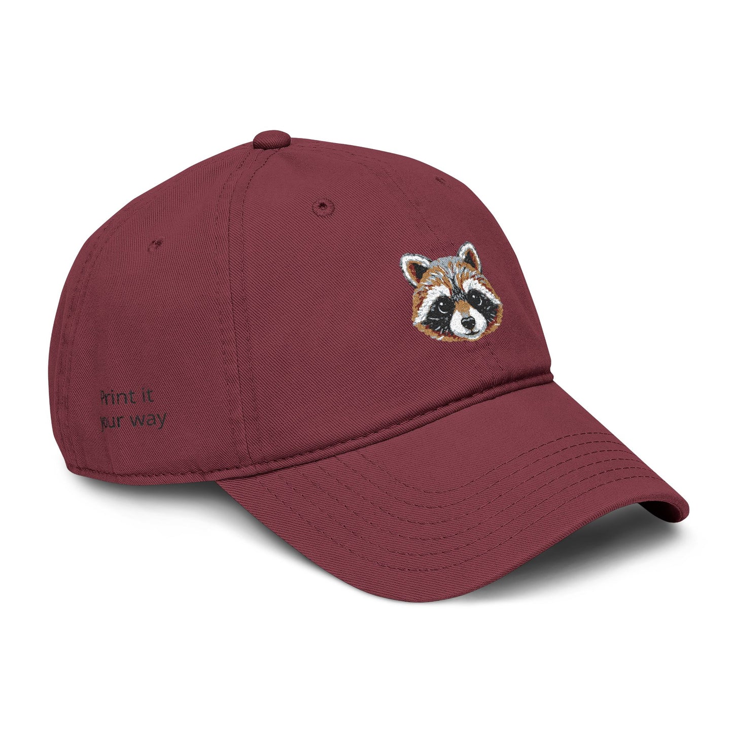 Embroidered Raccoon Baseball Cap — Washed Cotton Snapback