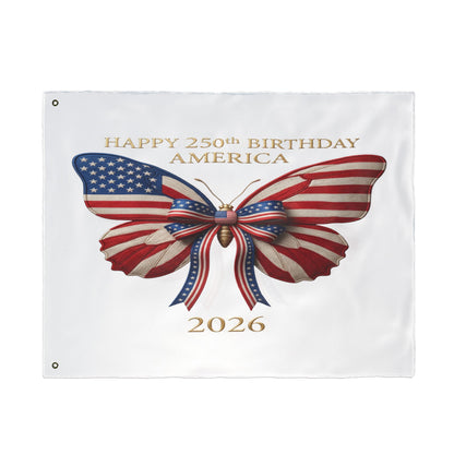 Patriotic Flag Co Happy 250th Birthday America 2 Sided Butterfly Flag