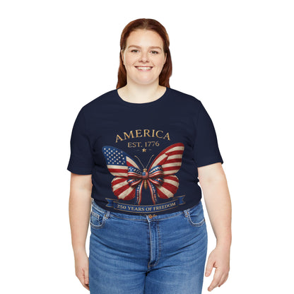 Limited 250th Happy Birthday America Butterfly Flag T-Shirt — 2026 Anniversary