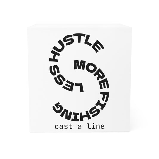 Less Hustle More Fishing -Cast a Line Personalized Note Cube – Customizable Desk Accessory for Home or Office