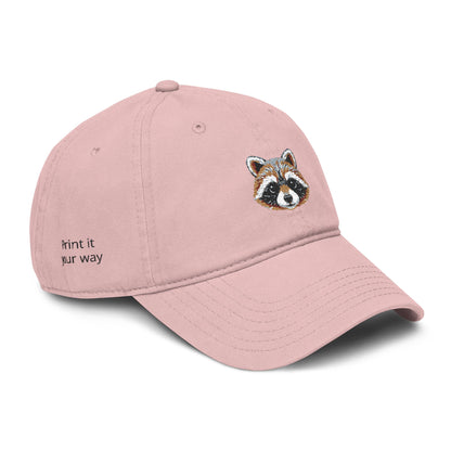 Embroidered Raccoon Baseball Cap — Washed Cotton Snapback