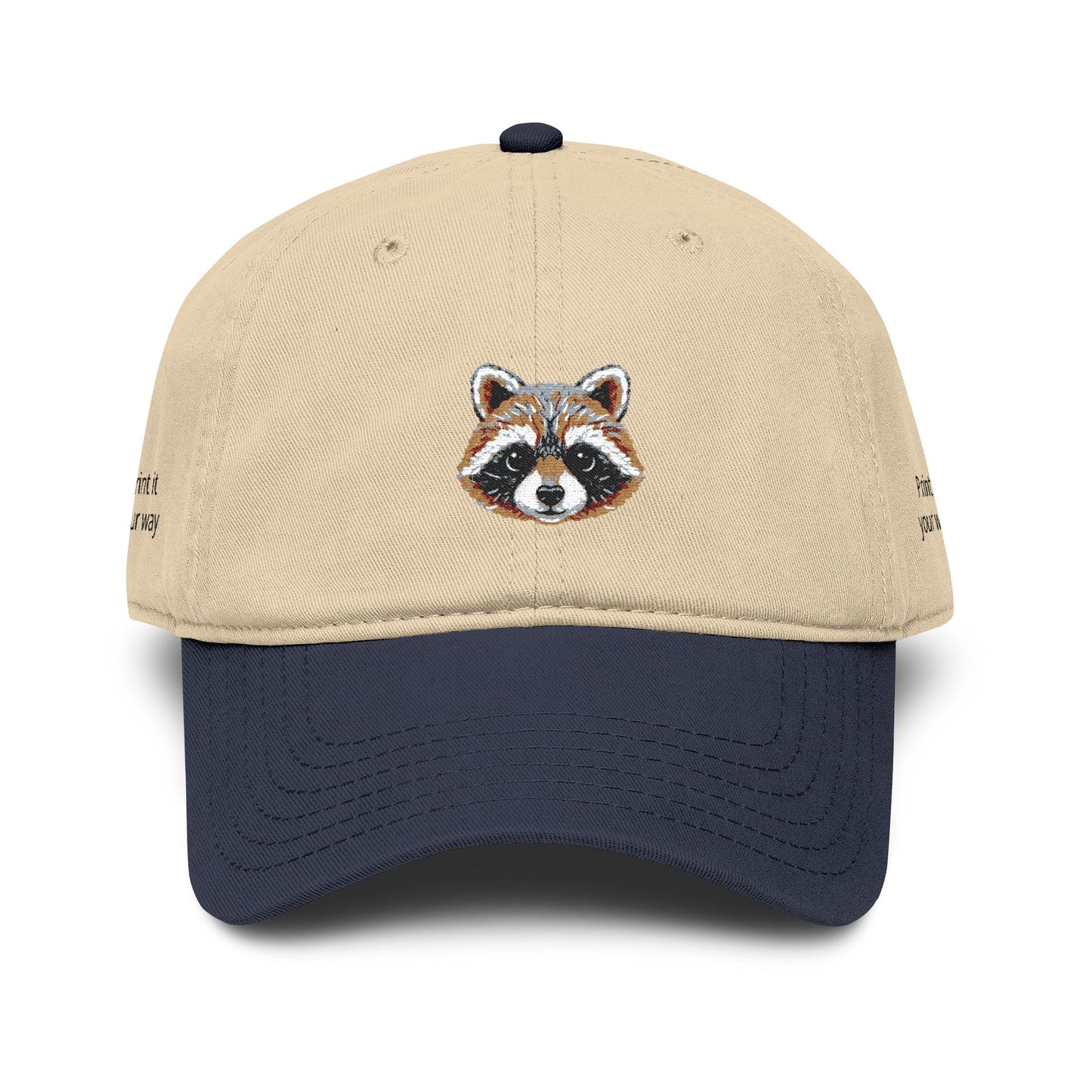 Embroidered Raccoon Baseball Cap — Washed Cotton Snapback