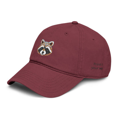 Embroidered Raccoon Baseball Cap — Washed Cotton Snapback