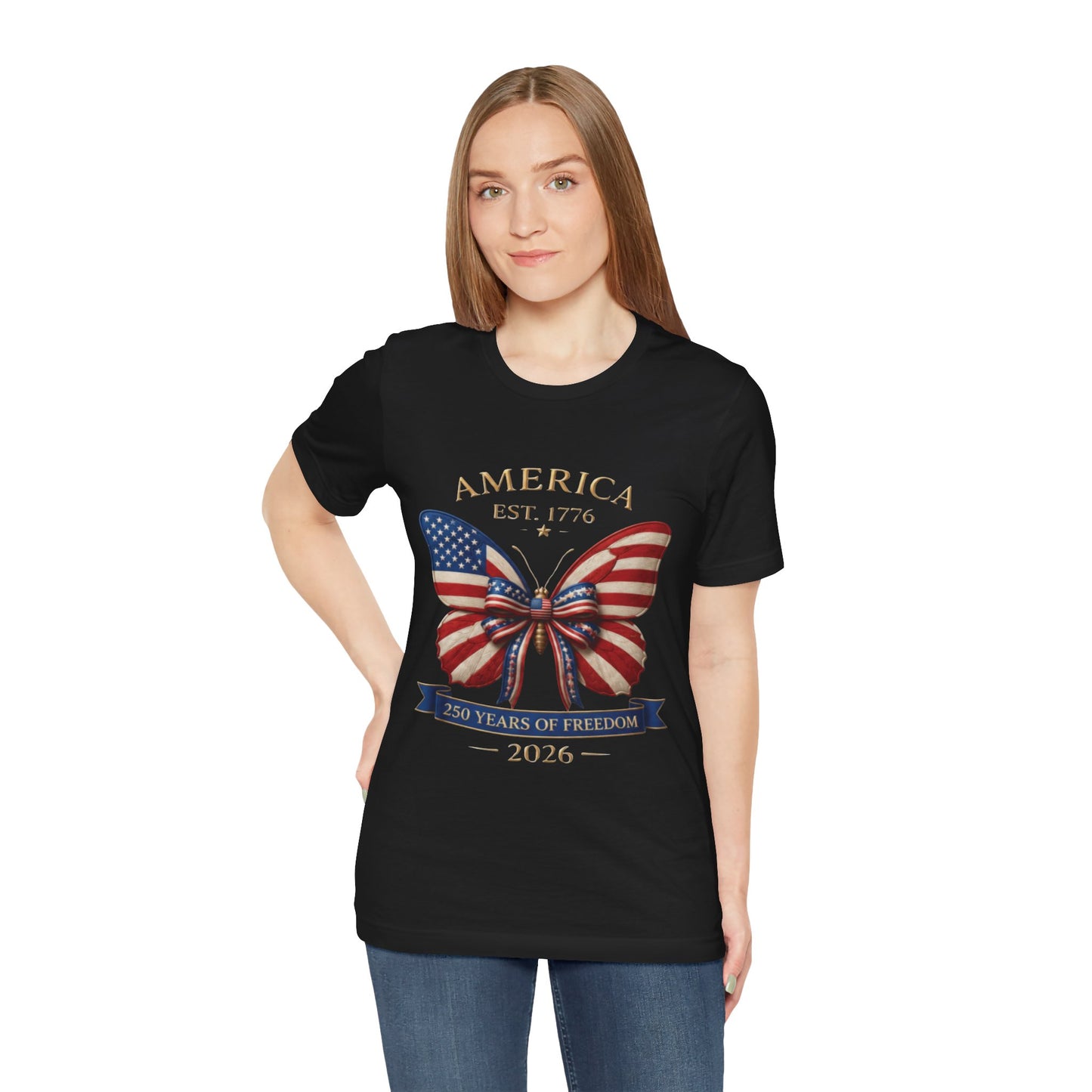 Limited 250th Happy Birthday America Butterfly Flag T-Shirt — 2026 Anniversary