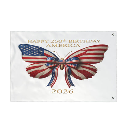 Patriotic Flag Co Happy 250th Birthday America 2 Sided Butterfly Flag