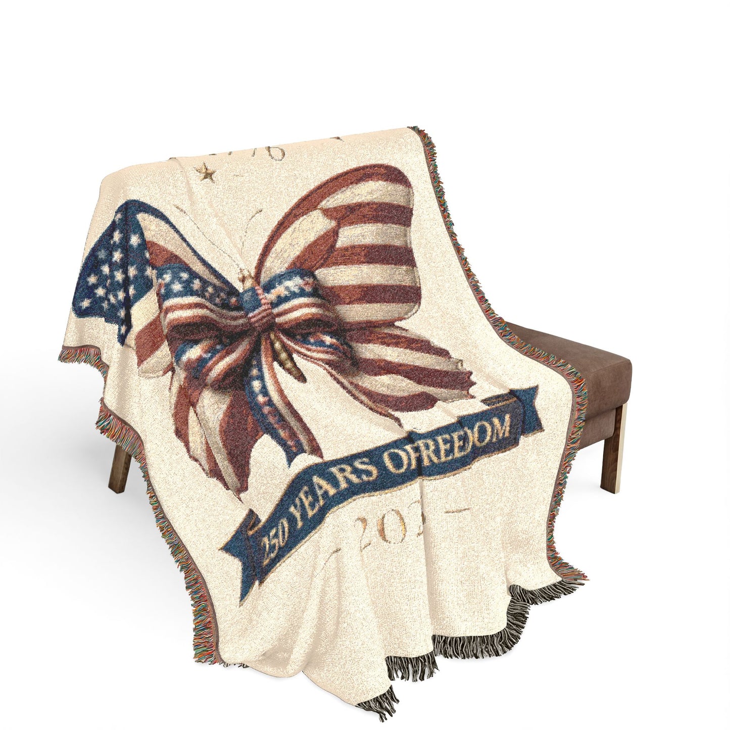 America Butterfly Woven Blanket 250 Years Of Freedom 52x37