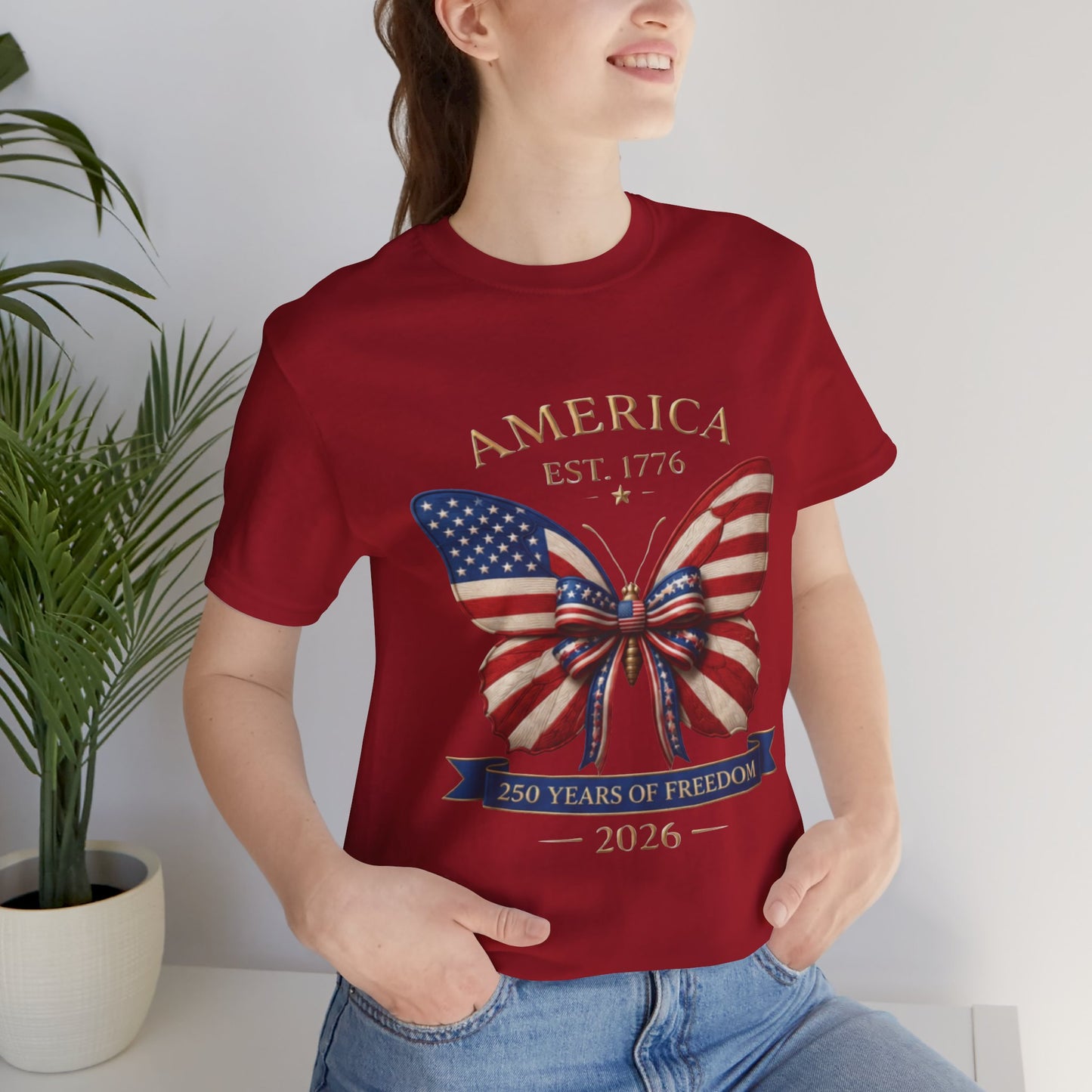 Limited 250th Happy Birthday America Butterfly Flag T-Shirt — 2026 Anniversary
