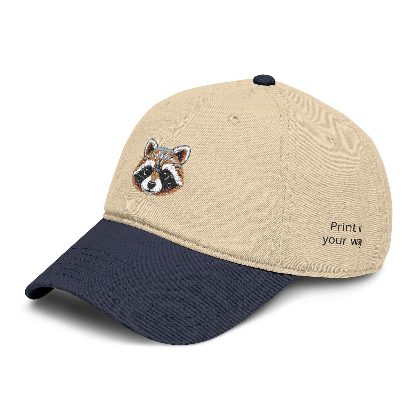 Embroidered Raccoon Baseball Cap — Washed Cotton Snapback