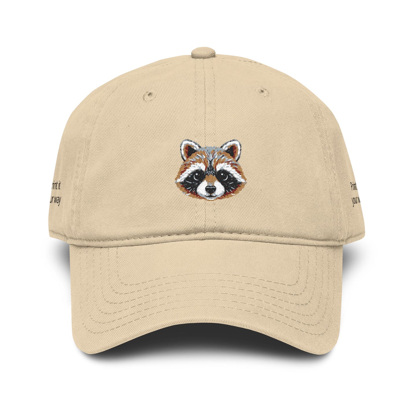 Embroidered Raccoon Baseball Cap — Washed Cotton Snapback