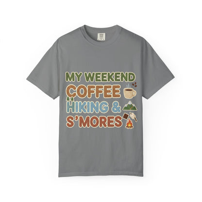 My Weekend "Coffee Hiking & Smores"Dyed T-shirt