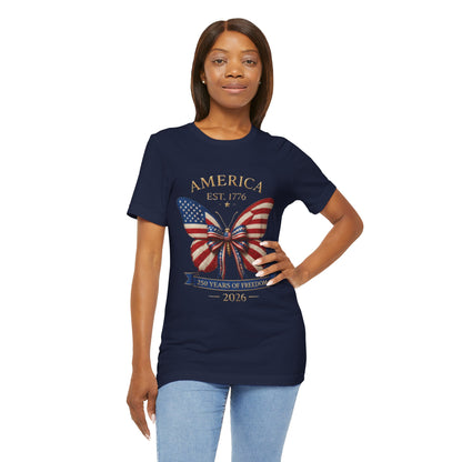 Limited 250th Happy Birthday America Butterfly Flag T-Shirt — 2026 Anniversary