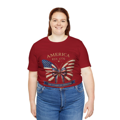 Limited 250th Happy Birthday America Butterfly Flag T-Shirt — 2026 Anniversary