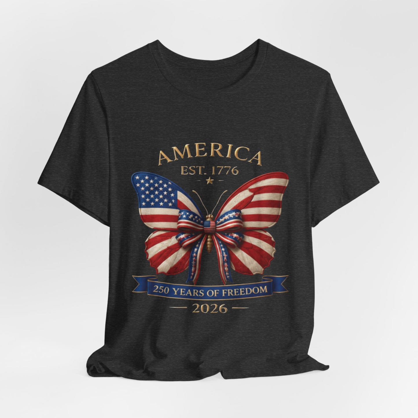 Limited 250th Happy Birthday America Butterfly Flag T-Shirt — 2026 Anniversary