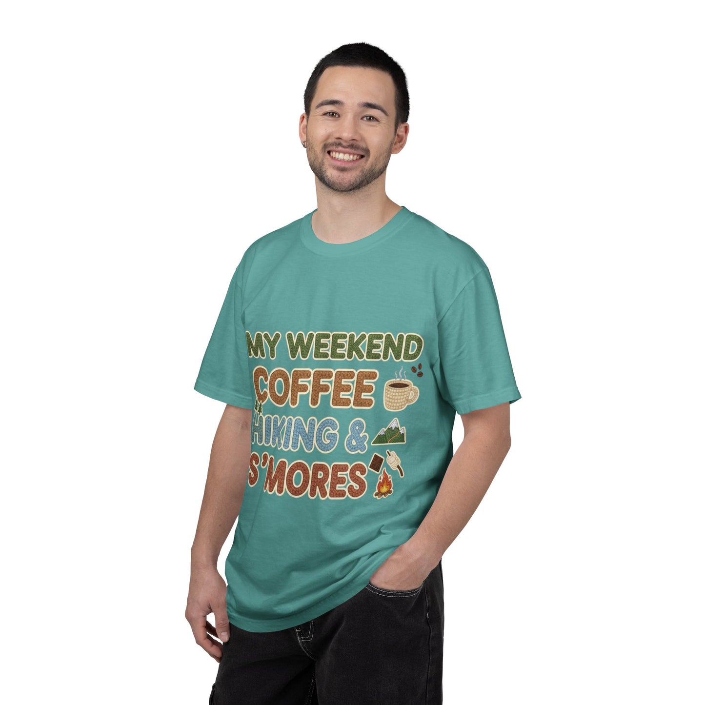 My Weekend "Coffee Hiking & Smores"Dyed T-shirt