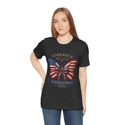 Limited 250th Happy Birthday America Butterfly Flag T-Shirt — 2026 Anniversary