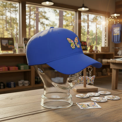 Blue Cap with design on a Back Background