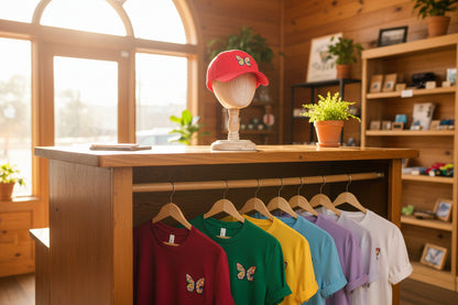 Floral Butterfly Low Profile Baseball Cap — Embroidered Flower Wings Hat