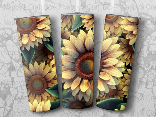 3D Sunflower 20 oz Skinny Tumbler Wrap 3D Sublimation Tumbler Wrap Flower Tumbler Wrap Sunflower Tumbler Wrap Tumbler PNG Digital Download