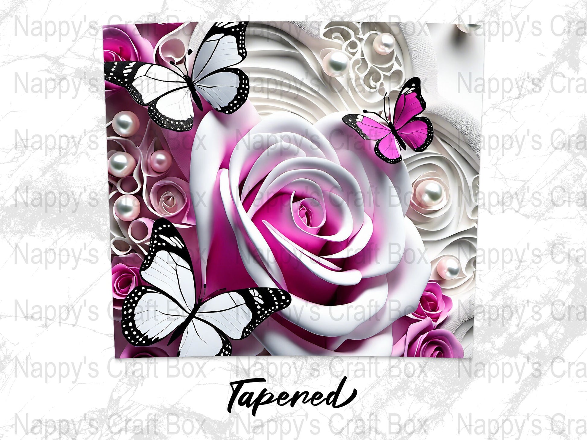 3D Flower Butterfly Tumbler Wrap: 20 oz Skinny Sublimation (PNG Digital Download)