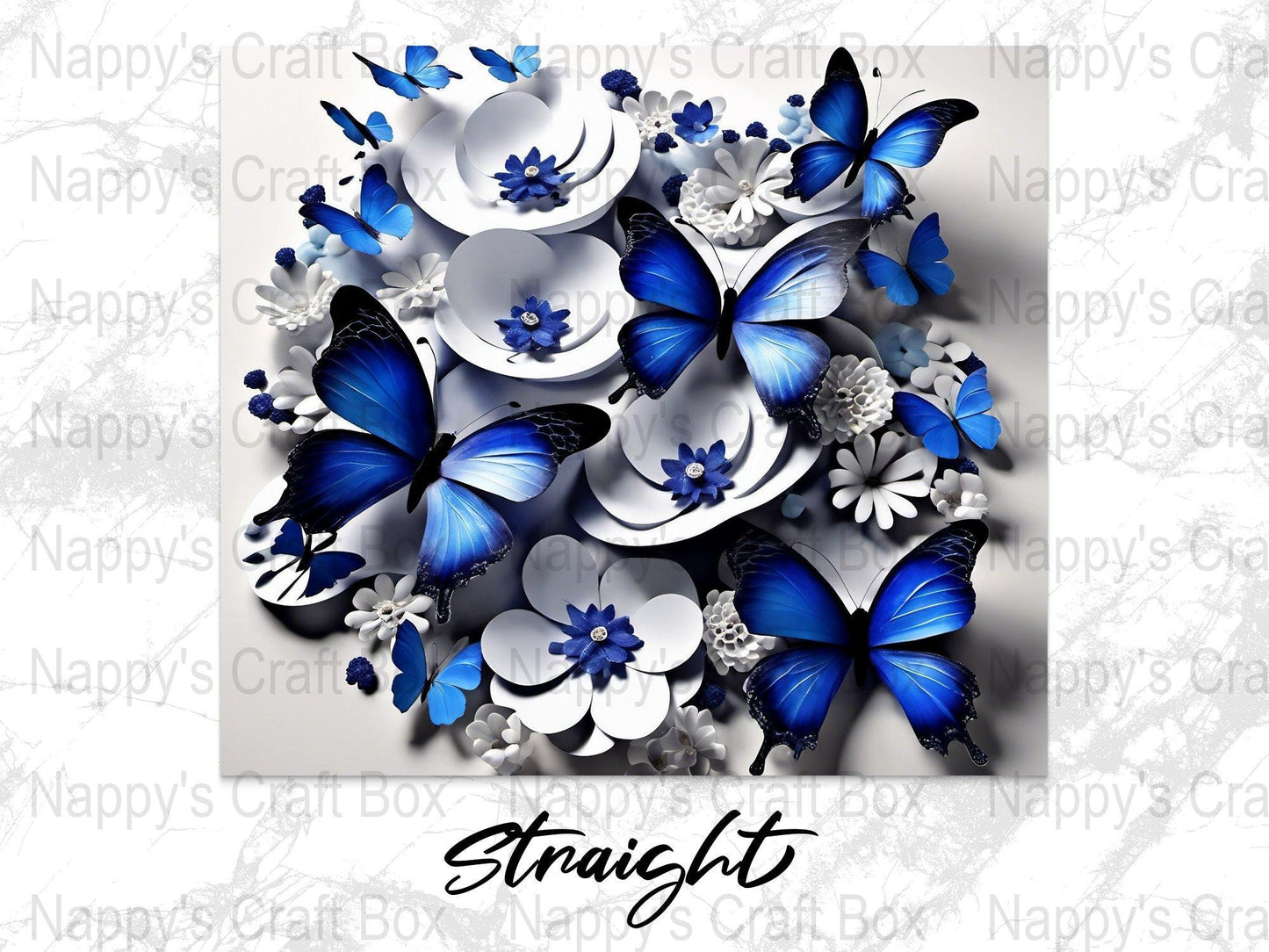 3D Flower & Butterfly Tumbler Wrap: 20oz Skinny Tumbler PNG (Digital Download