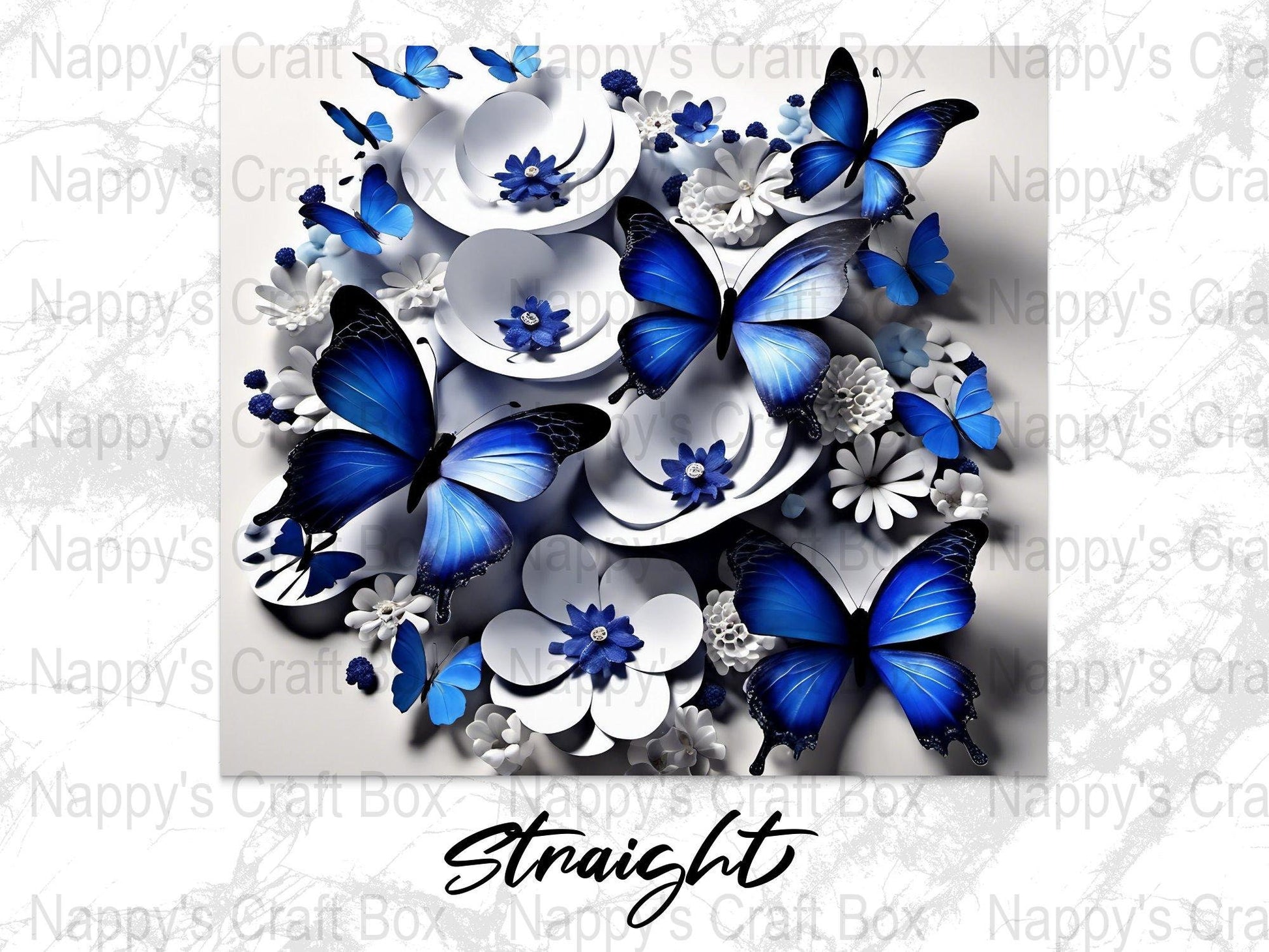 3D Flower & Butterfly Tumbler Wrap: 20oz Skinny Tumbler PNG (Digital Download