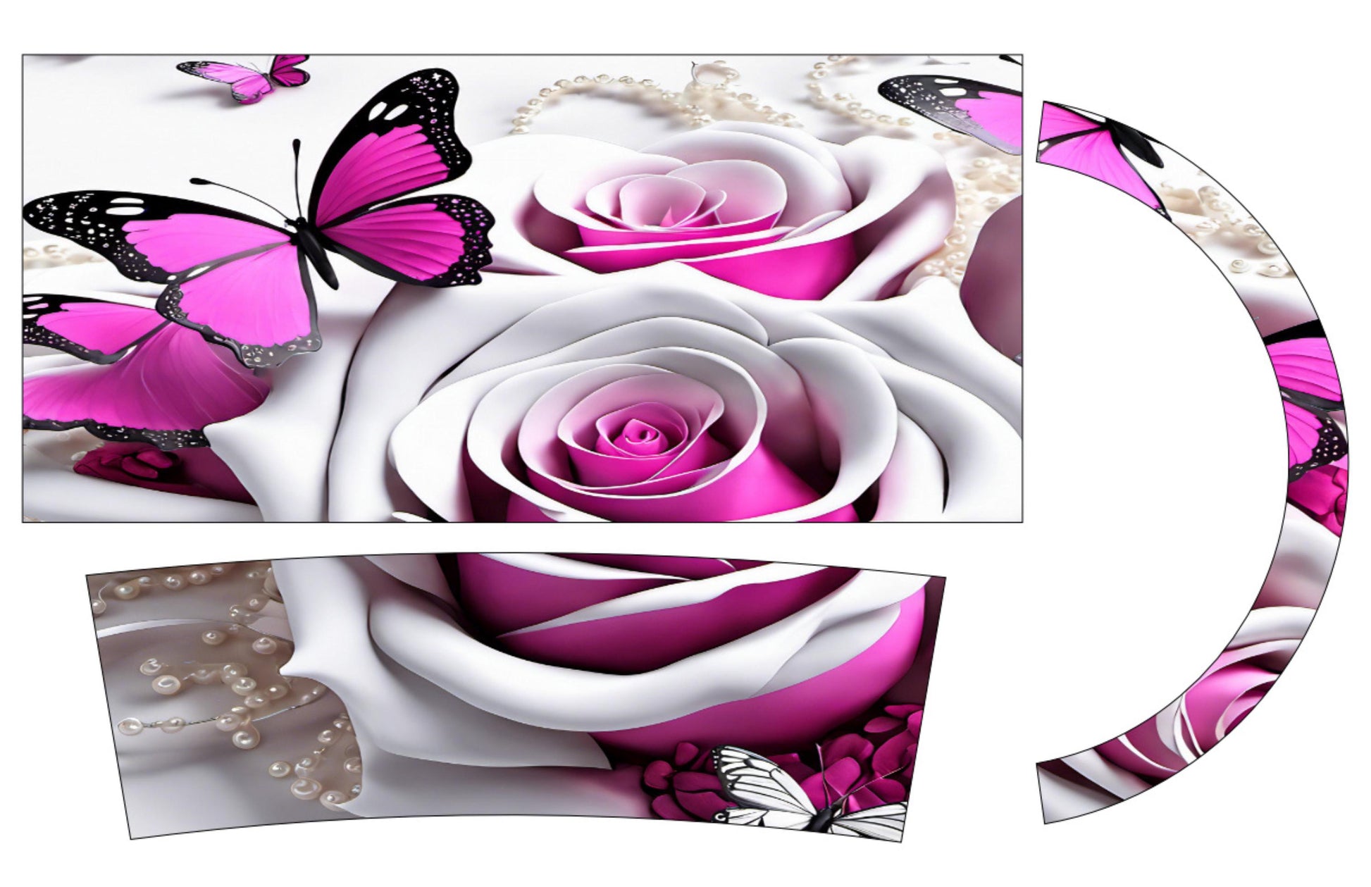 Indigo Blue Butterflies 40oz Tumbler Wrap 3D Sublimation Design (Digital Download)