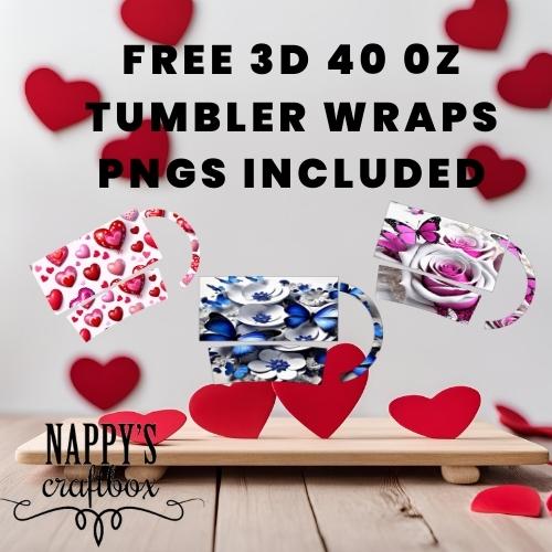 Indigo Blue Butterflies 40oz Tumbler Wrap 3D Sublimation Design (Digital Download)