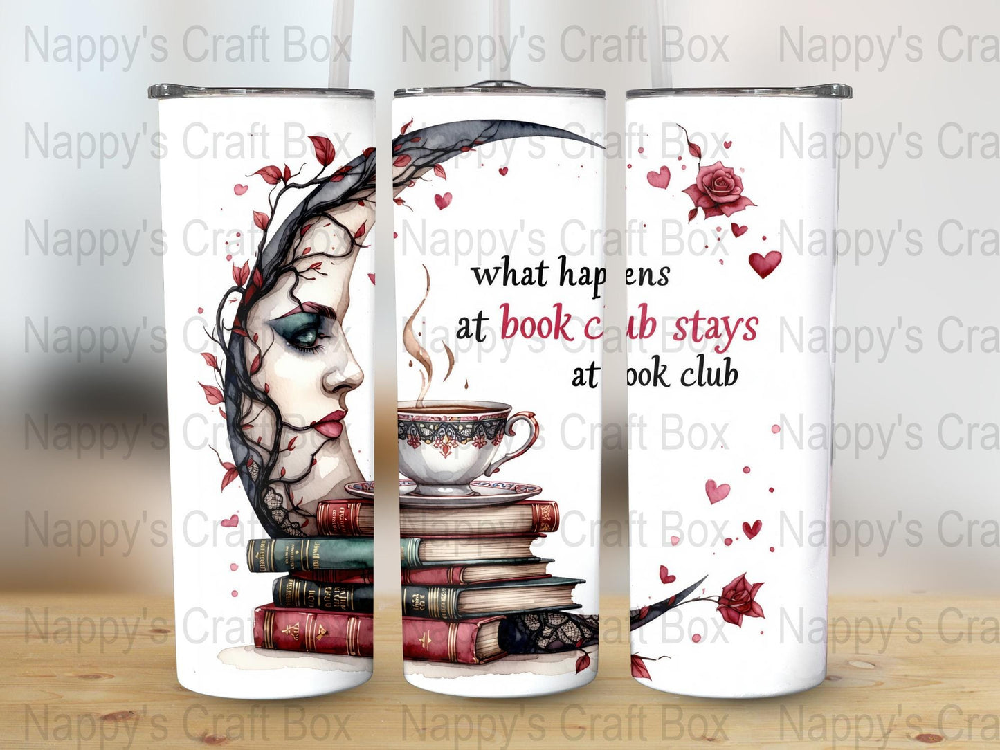 Gothic Skull Tumblers, Floral Book Coffee Cup, Unique Gift for Readers, Book Club Essentials, Artistic Drinkware