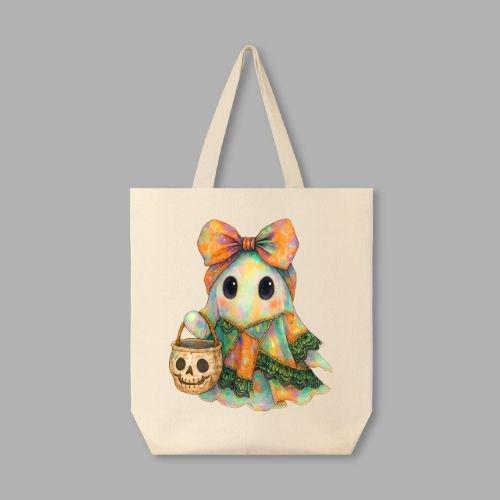 Patchwork Spooky Ghost PNG: Retro Halloween Sublimation Design (Digital Download