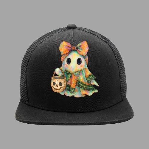 Patchwork Spooky Ghost PNG: Retro Halloween Sublimation Design (Digital Download