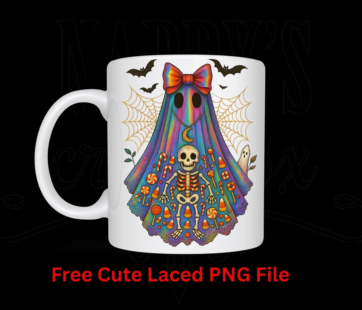 Patchwork Spooky Ghost PNG: Retro Halloween Sublimation Design (Digital Download