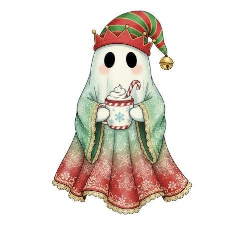 Holiday Ghost Clipart Bundle: Christmas, Halloween, Fall PNGs (Digital Download)